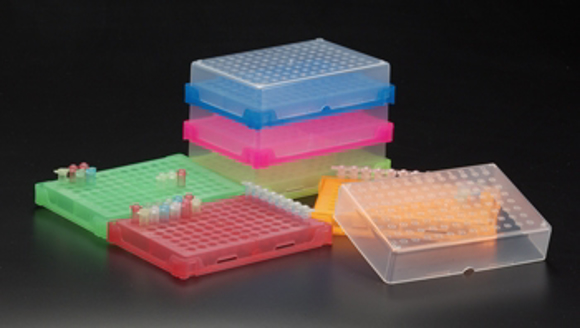Picture of Assorted 5-pack, 96-place PCR Racks with Friction Lid