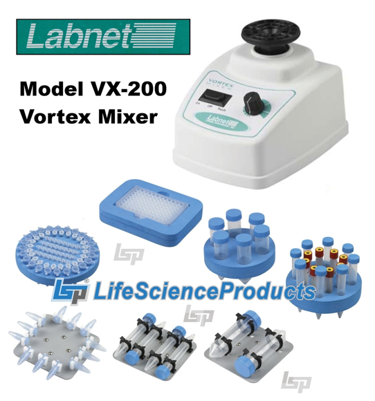 Labnet VX-200 Vortex Mixer, 120V and Accessories.