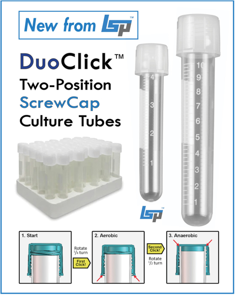 Picture of DuoClick™ Disposable Culture Tubes with Dual ScrewCap / 2-Position Cap, Sterile or Non-Sterile