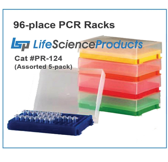 Picture of Assorted 5-pack, 96-place PCR Racks with Hinged Lid