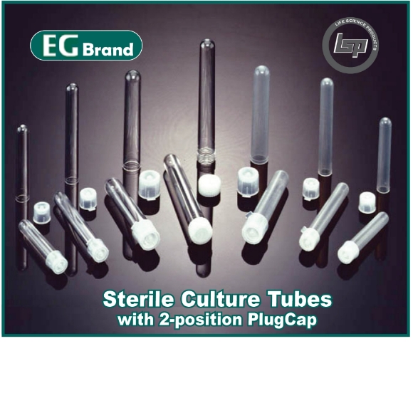 Picture of EG Brand™ Sterile Disposable Culture Tubes, with 2-position PlugCap