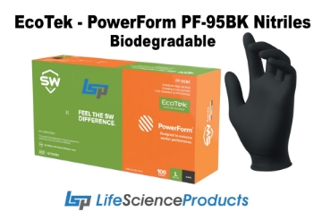 Picture of EcoTek PowerForm PF-95BK, 5.0mil Biodegradable BLACK Powder-Free Exam Nitrile Gloves, 10x100/case, 1000/case 