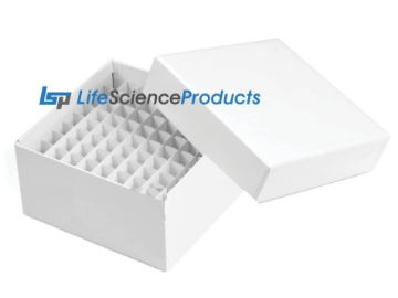 Picture of 3" Square FiberBoard Freezer Boxes with 100-cell insert dividers, 10/case
